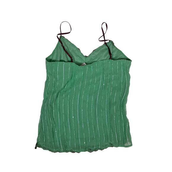 Y2K Green Sparkly Lace Sequin Camisole Top Women’s Large Vintage Fairycore Tank - Picture 2 of 4